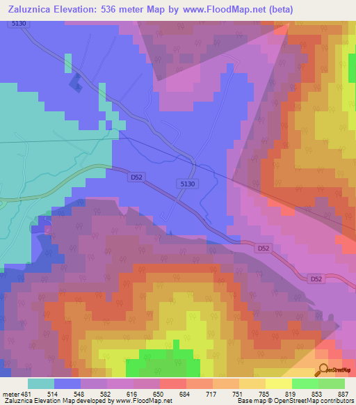 Zaluznica,Croatia Elevation Map