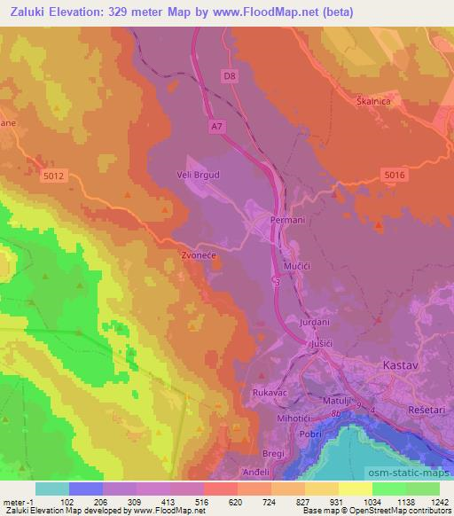 Zaluki,Croatia Elevation Map