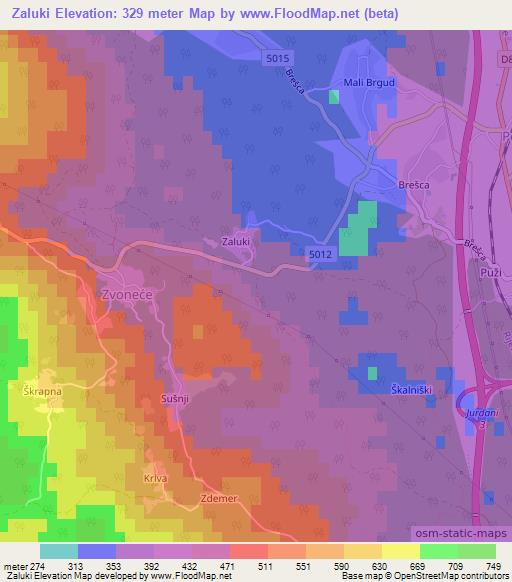 Zaluki,Croatia Elevation Map