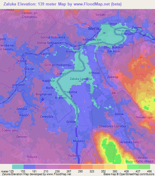 Zaluka,Croatia Elevation Map