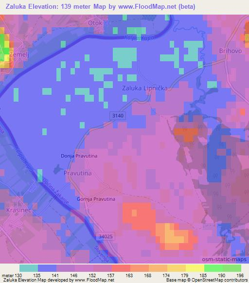 Zaluka,Croatia Elevation Map