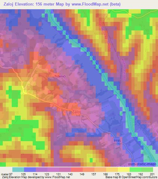 Zaloj,Croatia Elevation Map