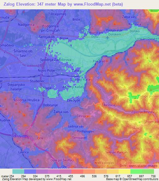 Zalog,Slovenia Elevation Map