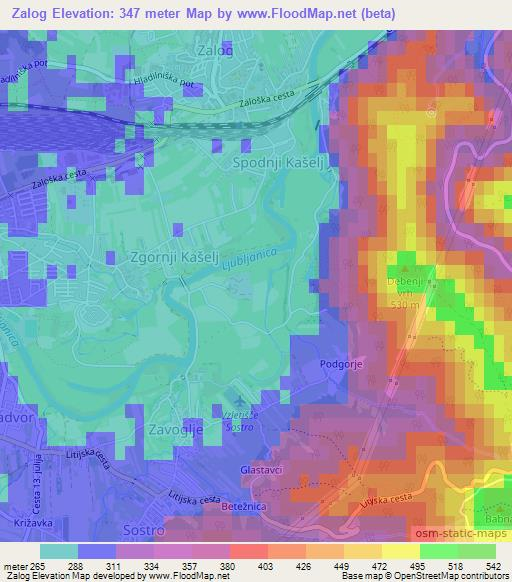 Zalog,Slovenia Elevation Map