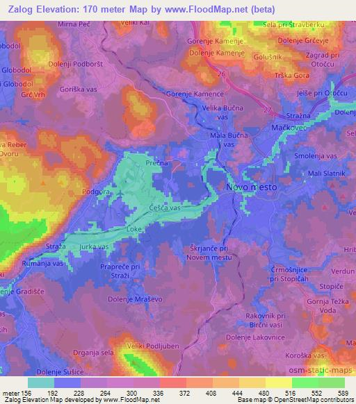 Zalog,Slovenia Elevation Map