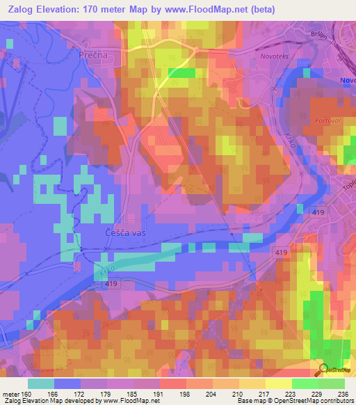 Zalog,Slovenia Elevation Map