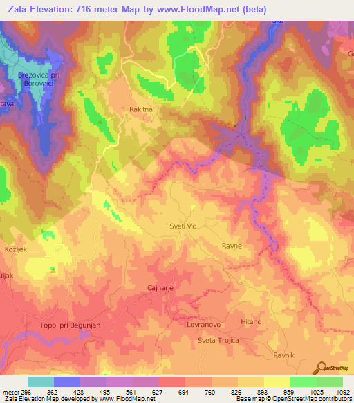 Zala,Slovenia Elevation Map