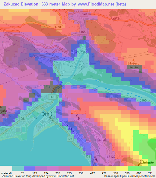 Zakucac,Croatia Elevation Map