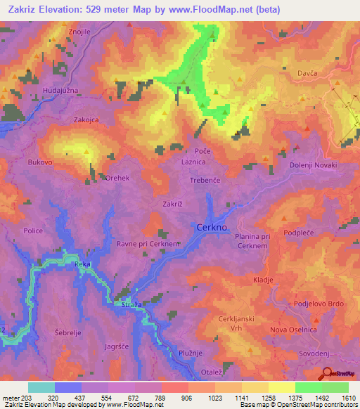 Zakriz,Slovenia Elevation Map