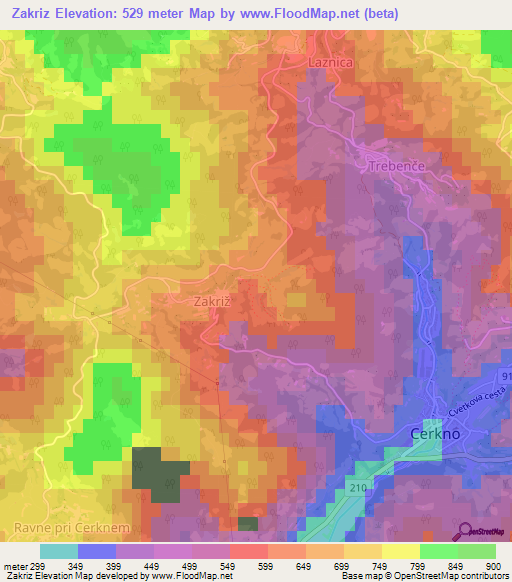 Zakriz,Slovenia Elevation Map