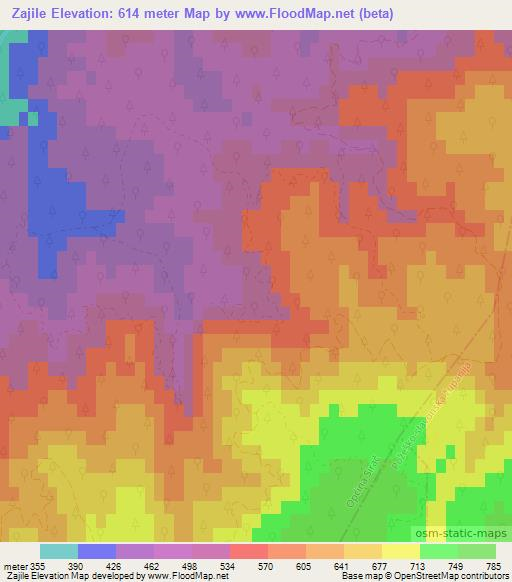 Zajile,Croatia Elevation Map