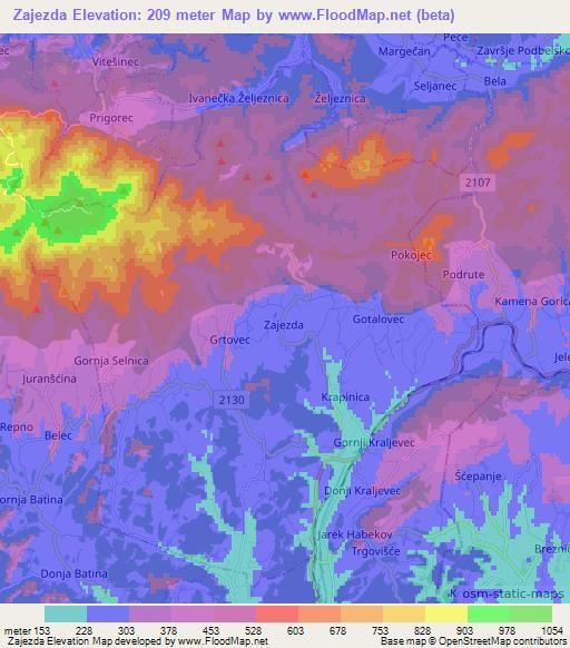 Zajezda,Croatia Elevation Map