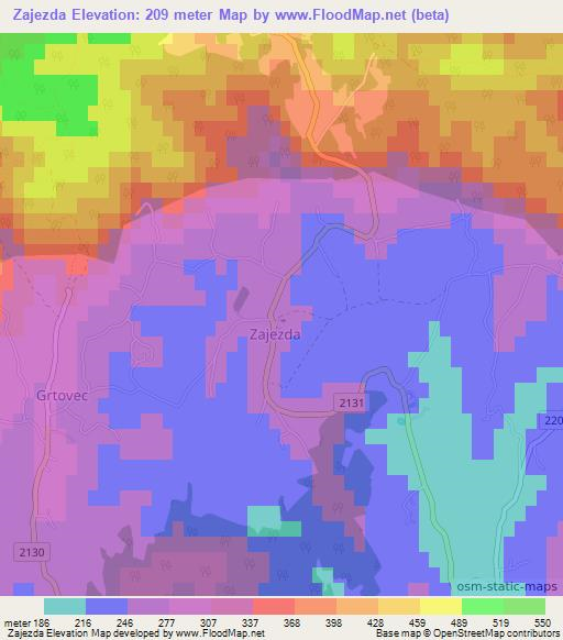 Zajezda,Croatia Elevation Map