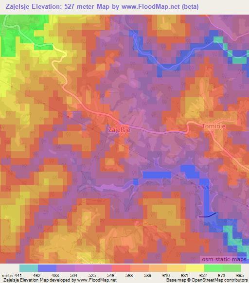 Zajelsje,Slovenia Elevation Map