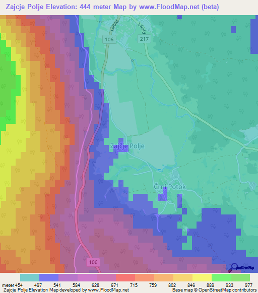 Zajcje Polje,Slovenia Elevation Map