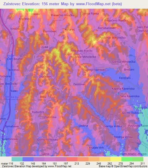 Zaistovec,Croatia Elevation Map