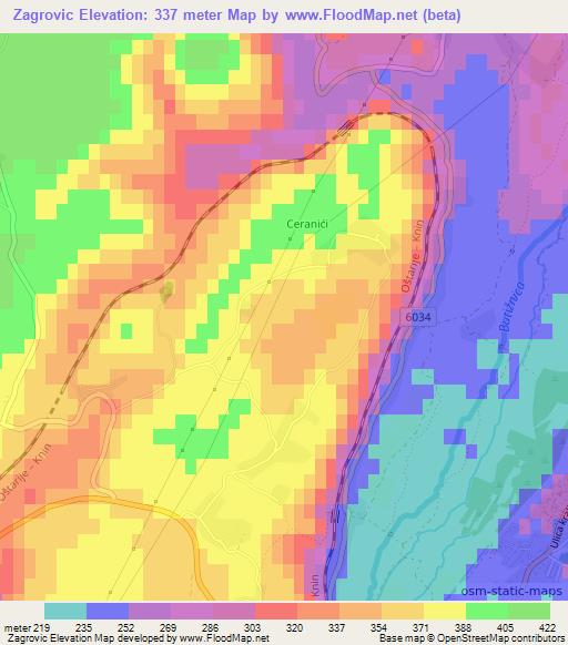 Zagrovic,Croatia Elevation Map