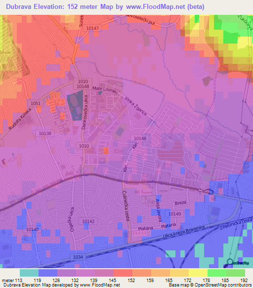 Dubrava,Croatia Elevation Map