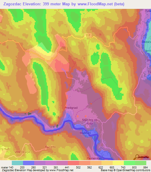 Zagozdac,Slovenia Elevation Map