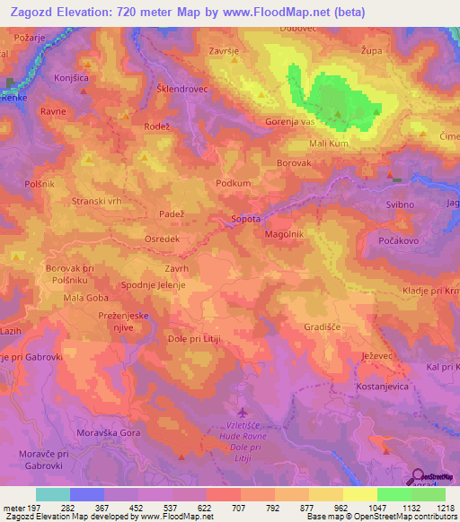 Zagozd,Slovenia Elevation Map