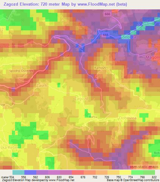 Zagozd,Slovenia Elevation Map