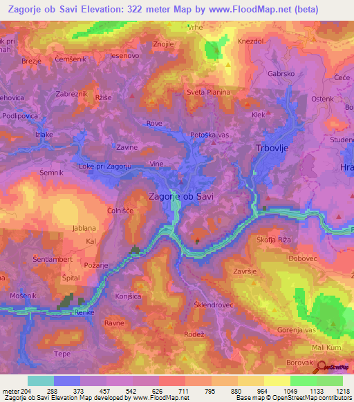 Zagorje ob Savi,Slovenia Elevation Map