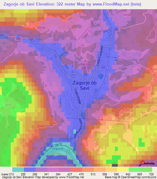 Zagorje ob Savi,Slovenia Elevation Map