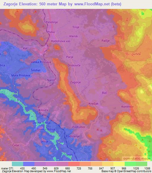 Zagorje,Slovenia Elevation Map