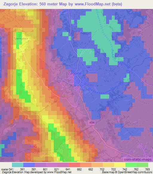 Zagorje,Slovenia Elevation Map