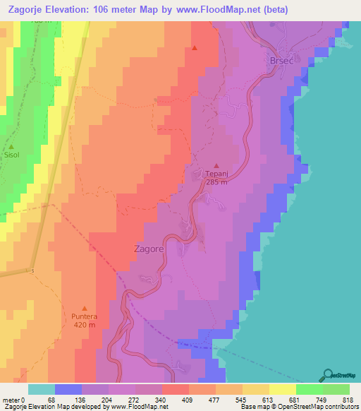 Zagorje,Croatia Elevation Map