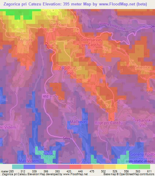 Zagorica pri Catezu,Slovenia Elevation Map