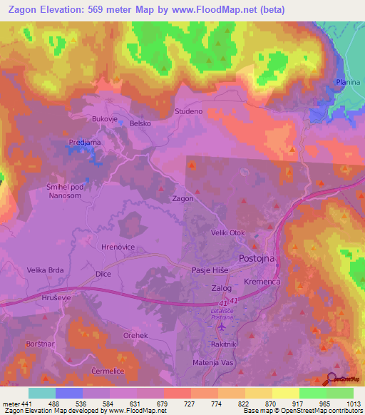 Zagon,Slovenia Elevation Map