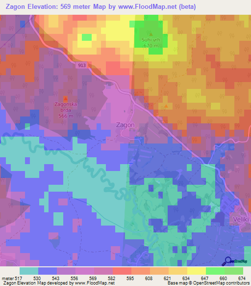 Zagon,Slovenia Elevation Map