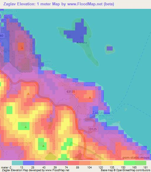 Zaglav,Croatia Elevation Map