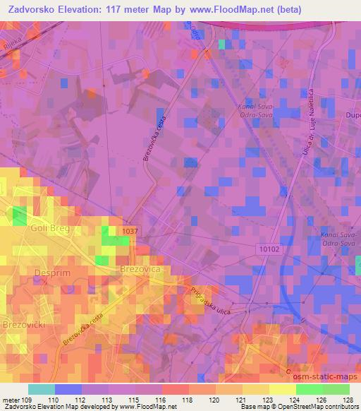 Zadvorsko,Croatia Elevation Map