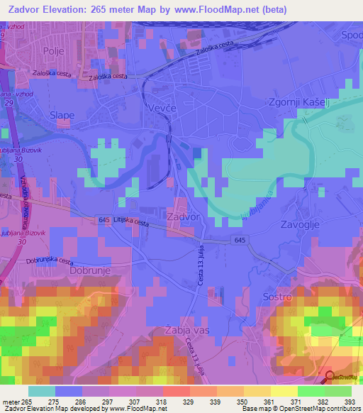 Zadvor,Slovenia Elevation Map