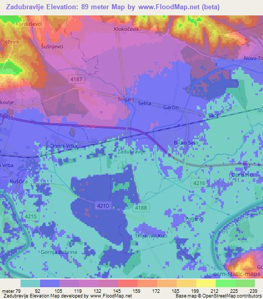 Zadubravlje,Croatia Elevation Map