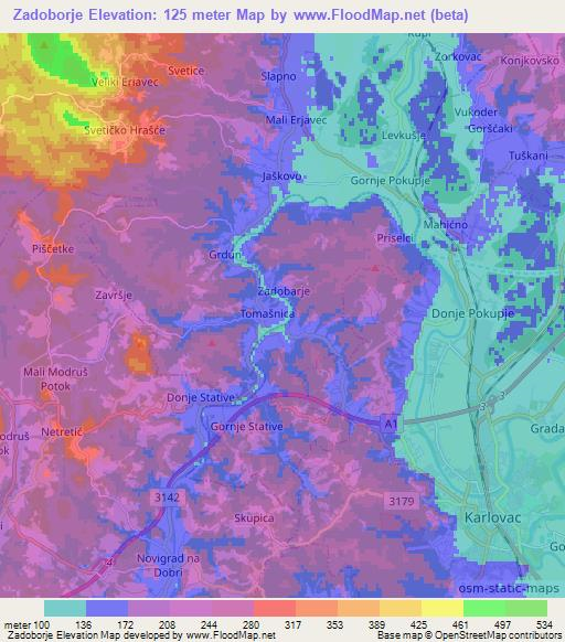 Zadoborje,Croatia Elevation Map