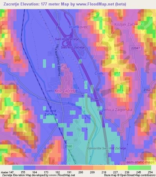 Zacretje,Croatia Elevation Map