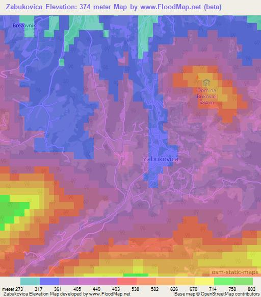 Zabukovica,Slovenia Elevation Map