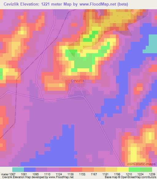 Cevizlik,Turkey Elevation Map