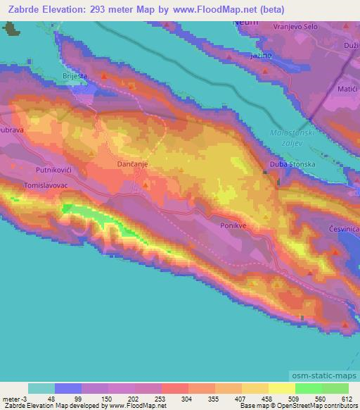 Zabrde,Croatia Elevation Map