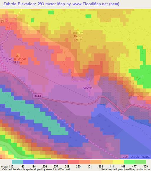 Zabrde,Croatia Elevation Map