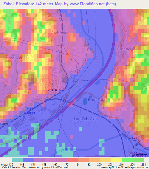 Zabok,Croatia Elevation Map