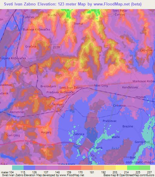 Sveti Ivan Zabno,Croatia Elevation Map