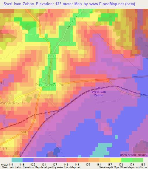 Sveti Ivan Zabno,Croatia Elevation Map