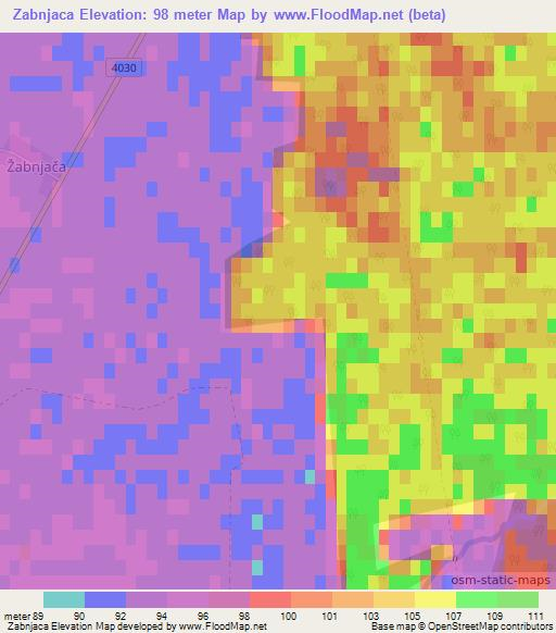 Zabnjaca,Croatia Elevation Map