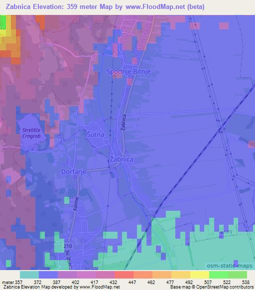 Zabnica,Slovenia Elevation Map