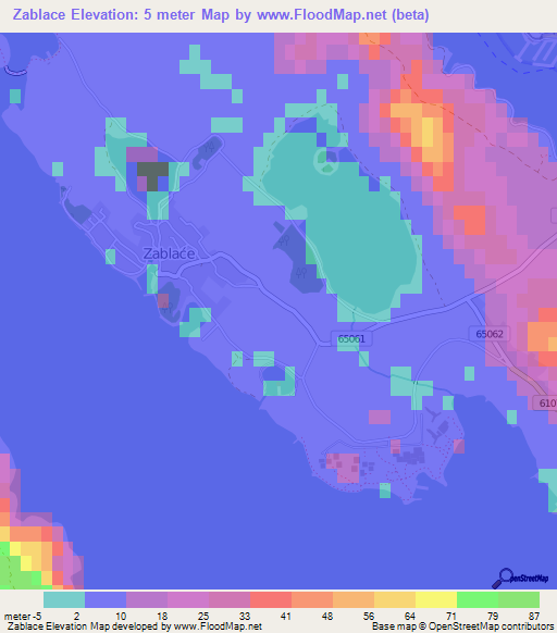 Zablace,Croatia Elevation Map