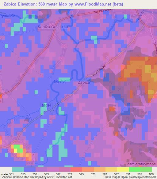 Zabica,Croatia Elevation Map